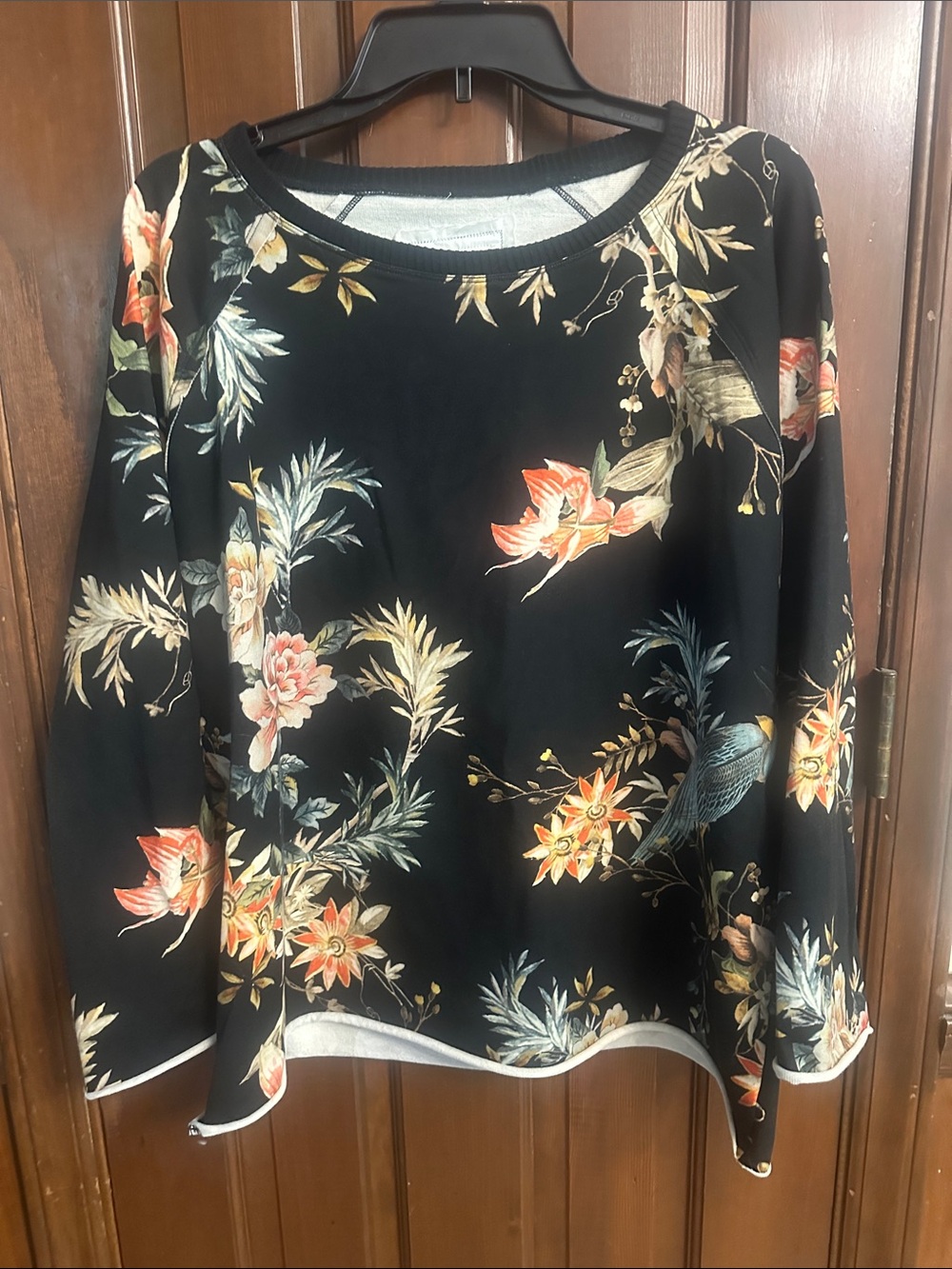 JOHNNY WAS size small Black Long-Sleeve Women's TopFLORAL